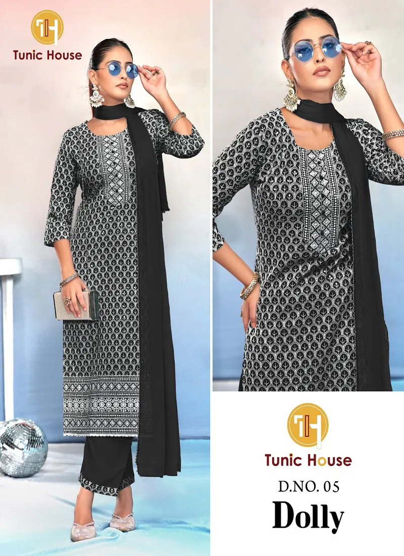 Dolly By Tunic House Viscose Rayon Kurti With Bottom Dupatta Online Wholesale Catalog